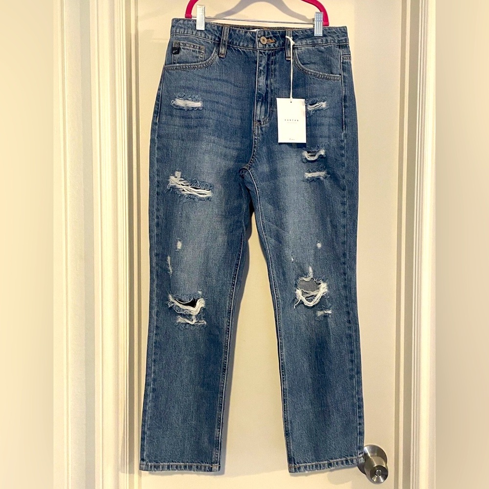 Kancan Estilo Dark Wash Distressed Jeans-Size 5/26 NEW WITH TAGS